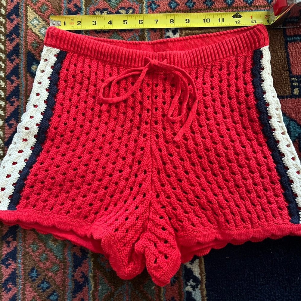 GAP High Waist Red Crochet Women Shorts